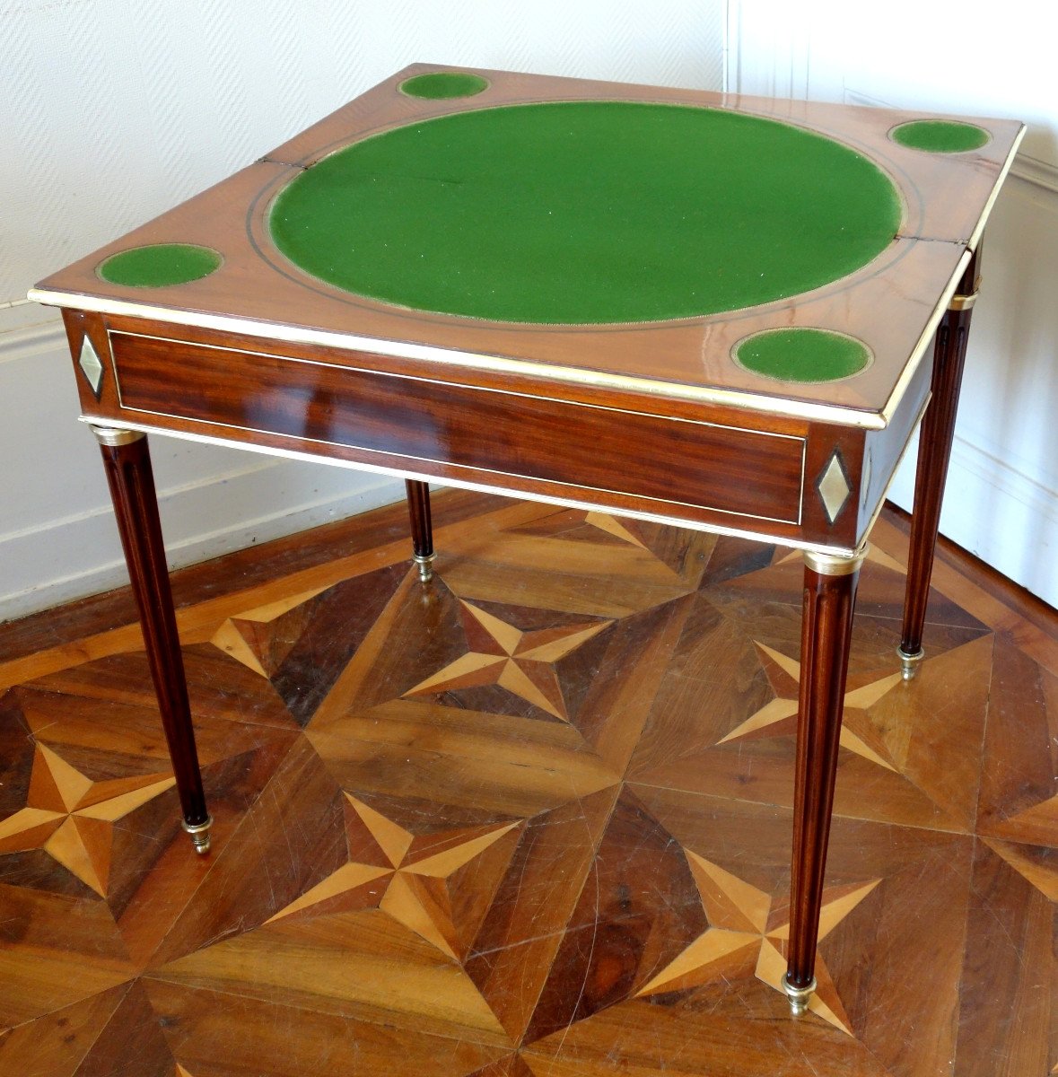 Louis XVI Directoire Game Table In Mahogany, Ebony And Brass, Late Eighteenth Century Period