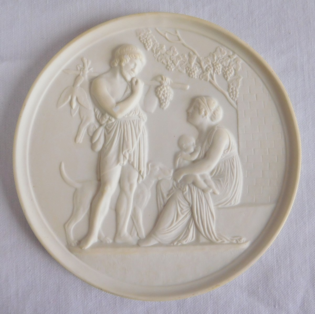 Paire De Médaillons Néoclassiques En Biscuit De Porcelaine De Style Empire  - Cérès Et Bacchus-photo-2