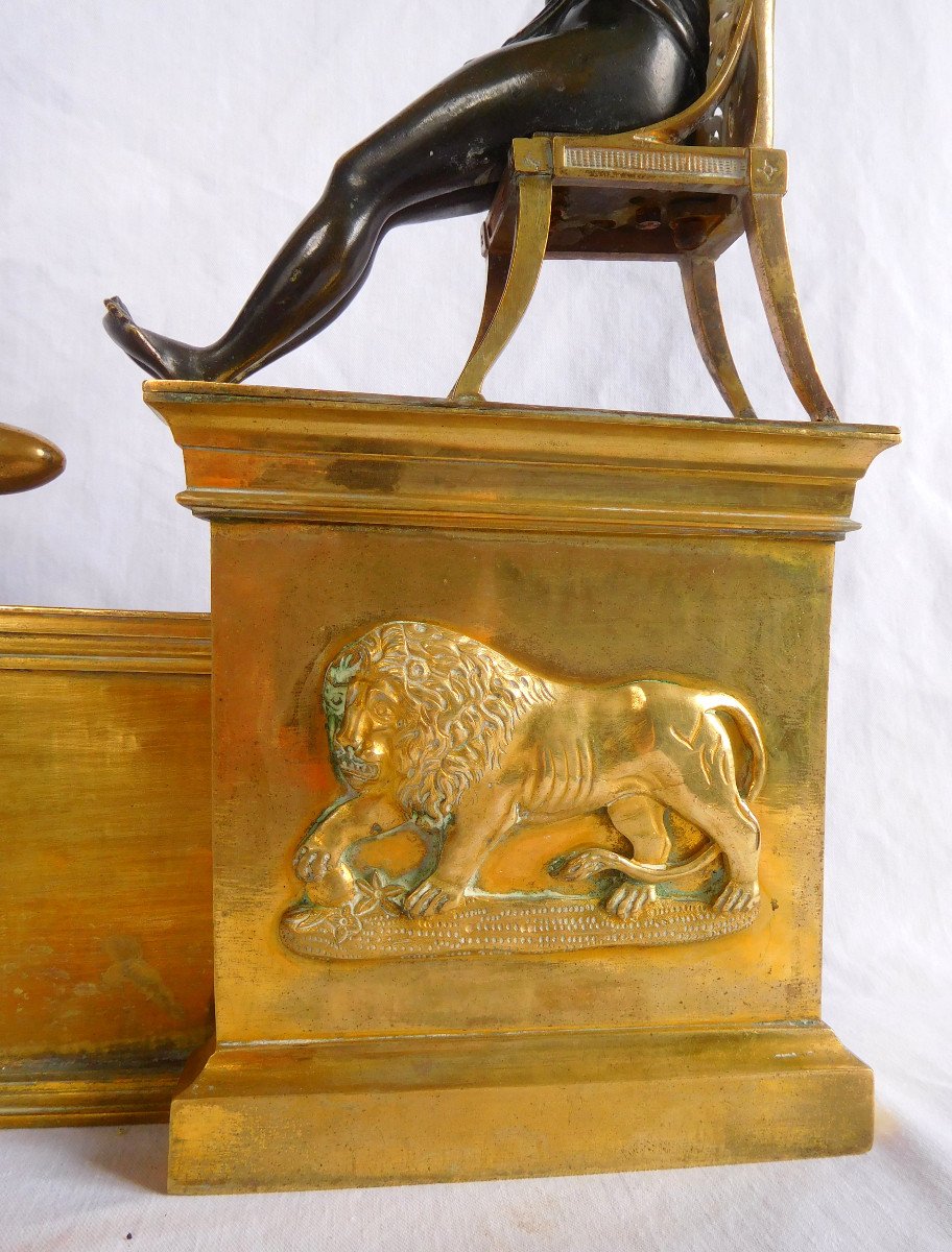 Empire Period Etruscan Fireplace Bar In Gilt Bronze, In The Taste Of Claude Galle-photo-4