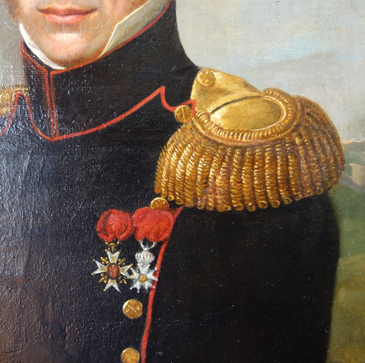 Portrait d'Officier, Commandant d'Artillerie Sous l'Empire, Hst Par Jb Germain En 1814-photo-3