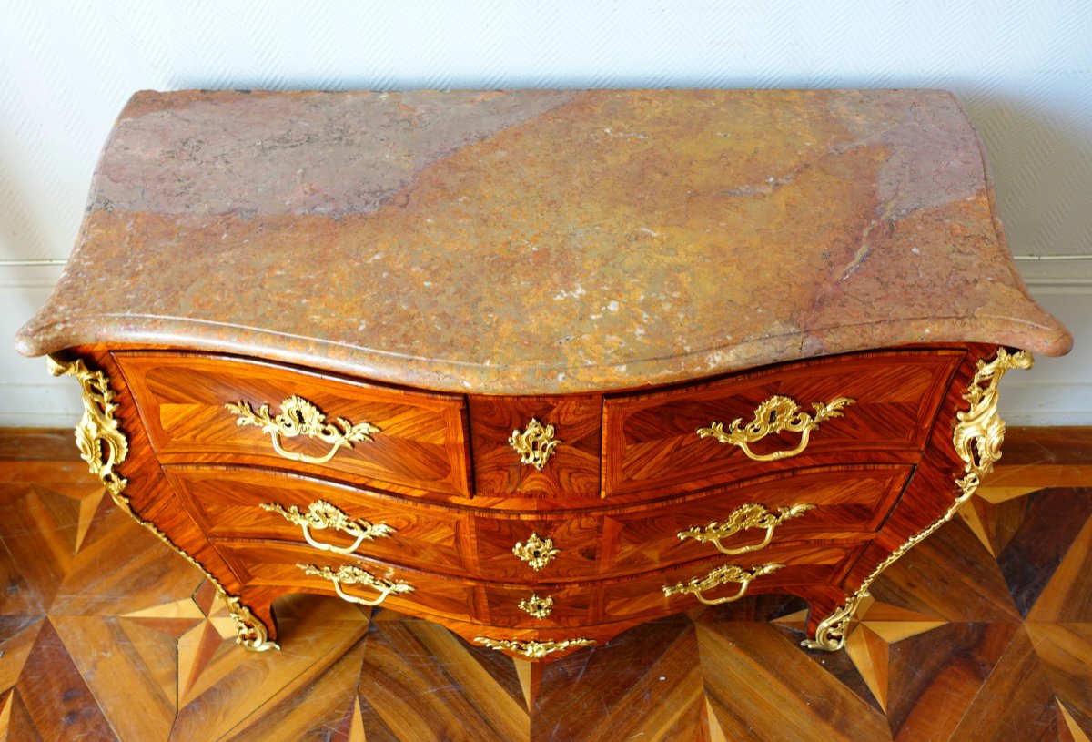 Jb Hedouin: Louis XV Period Tomb Commode In Rosewood, Circa 1750 - Stamped-photo-4