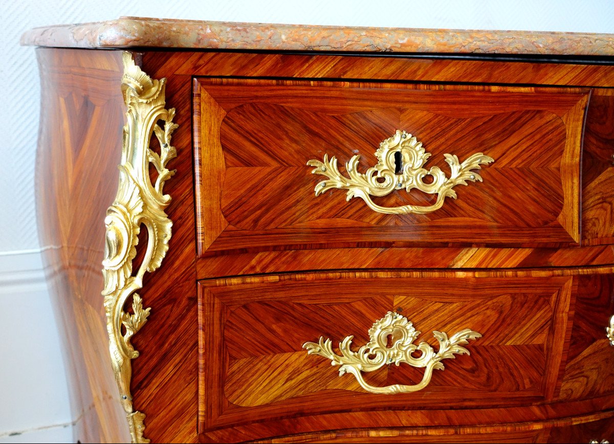 Jb Hedouin: Louis XV Period Tomb Commode In Rosewood, Circa 1750 - Stamped-photo-2