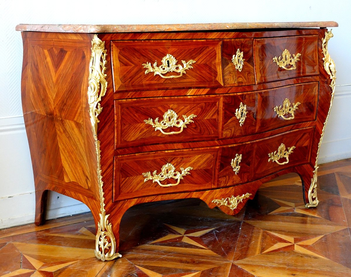 Jb Hedouin: Louis XV Period Tomb Commode In Rosewood, Circa 1750 - Stamped
