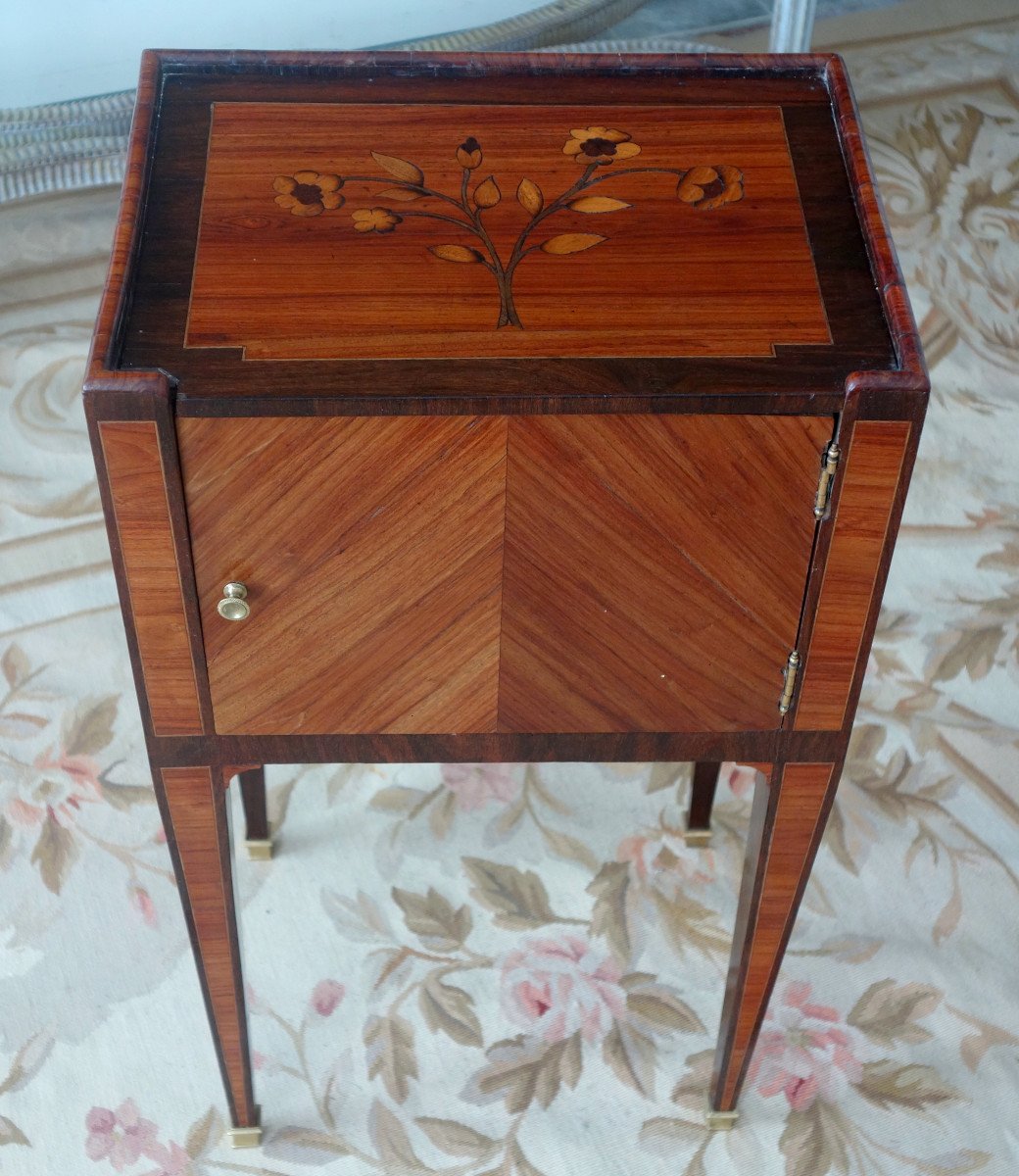 Louis XVI Salon Or Bedside Table In Rosewood Marquetry-photo-2