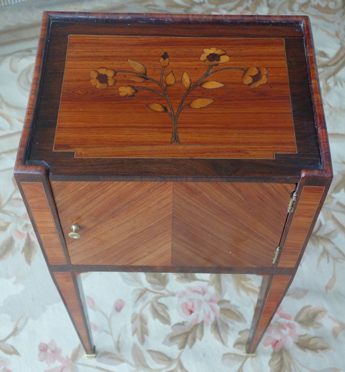 Louis XVI Salon Or Bedside Table In Rosewood Marquetry-photo-3