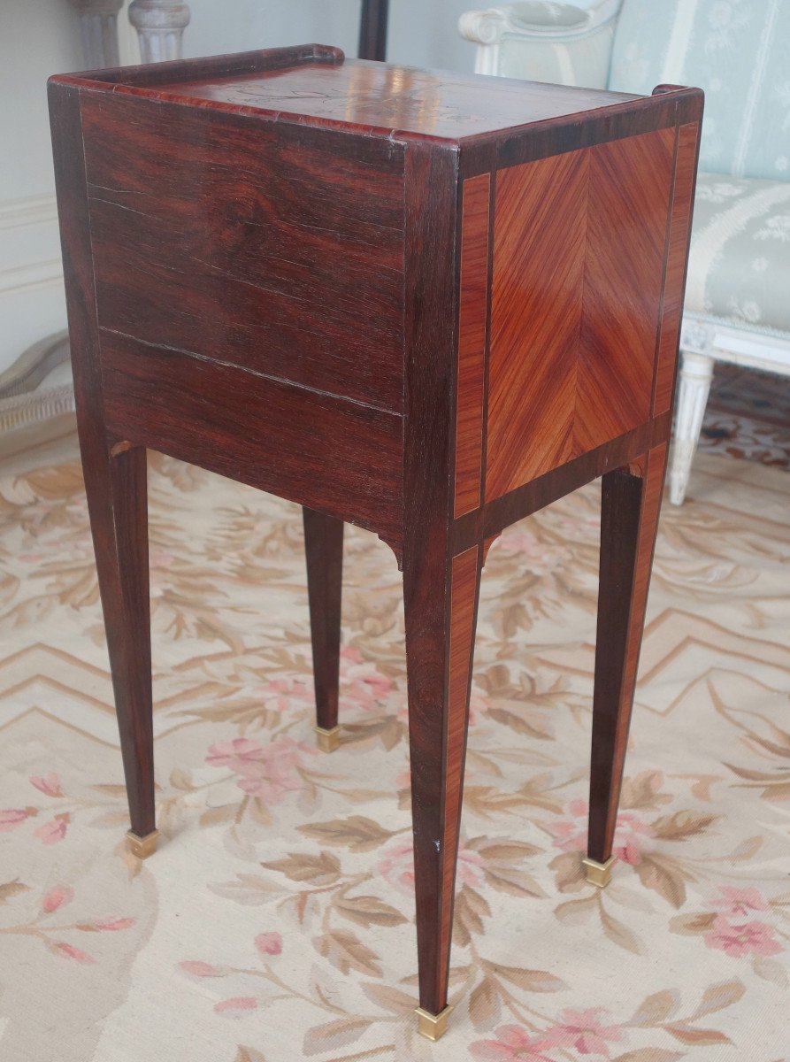 Louis XVI Salon Or Bedside Table In Rosewood Marquetry-photo-1