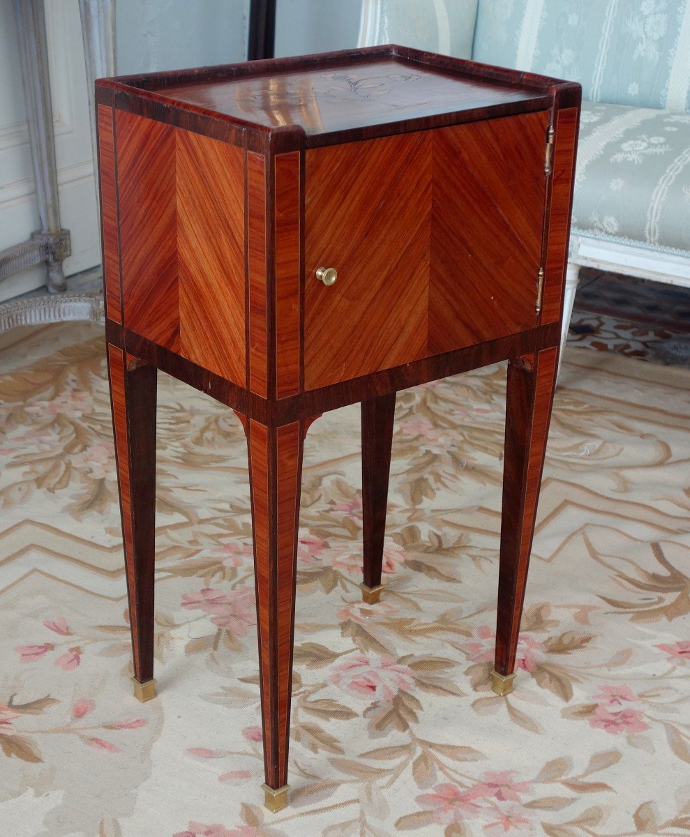 Louis XVI Salon Or Bedside Table In Rosewood Marquetry