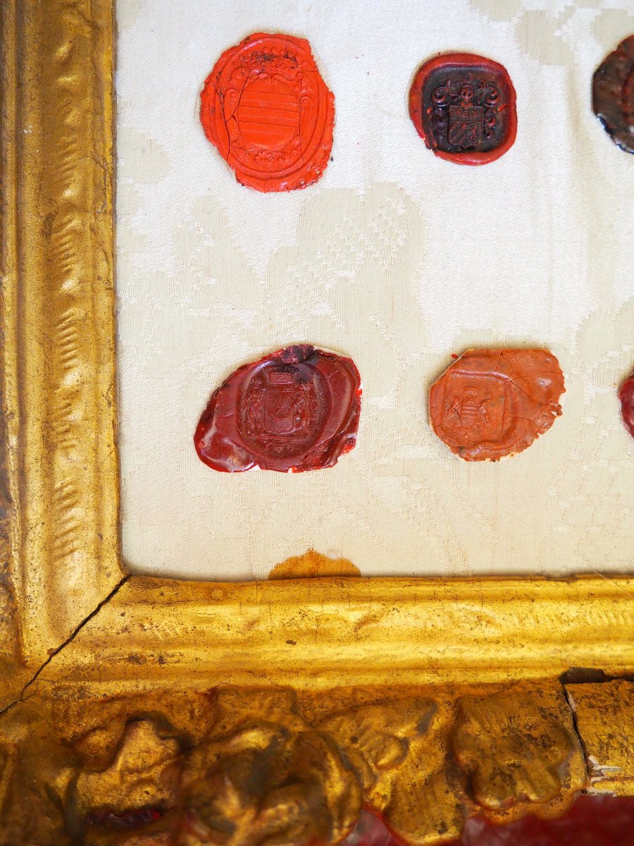 Collection Of Ancient Coat Of Arms Stamps Presented In 2 Louis XIV Period Frames - Heraldry-photo-7