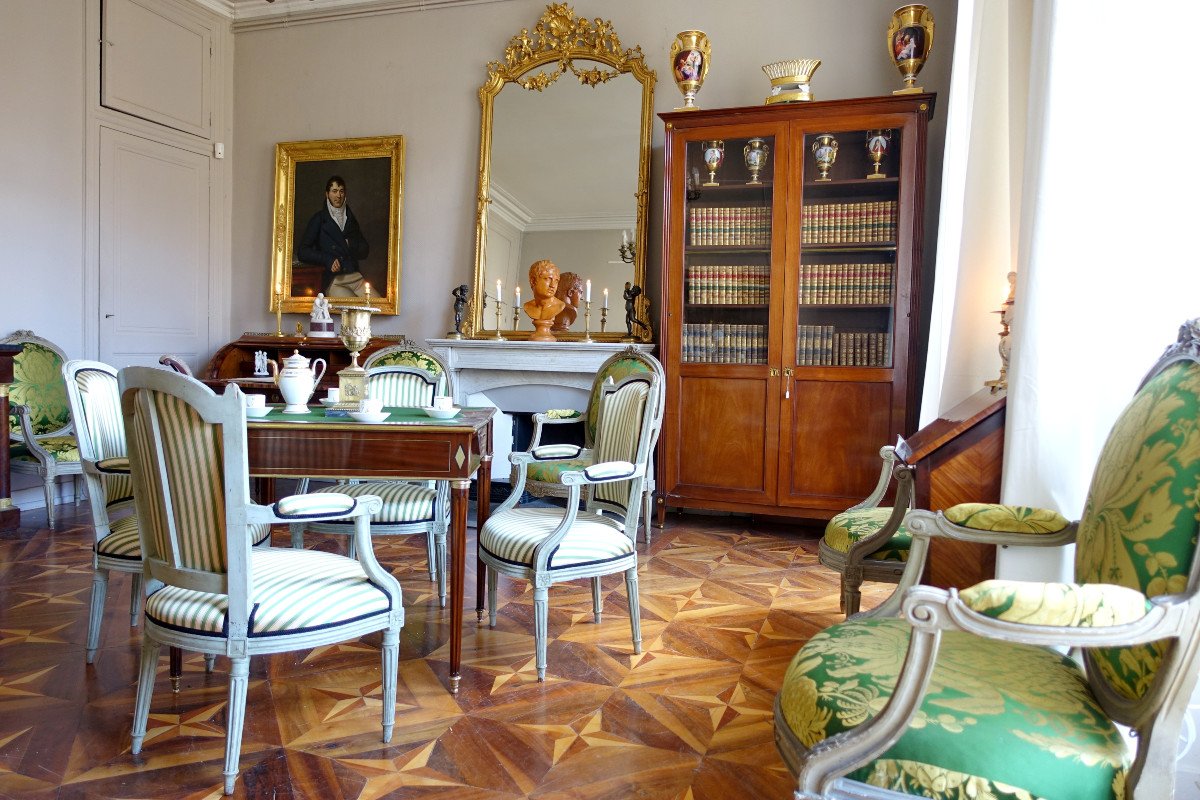 Set Of 4 Louis XVI Laquered Cabriolet Armchairs, 18th Century-photo-6