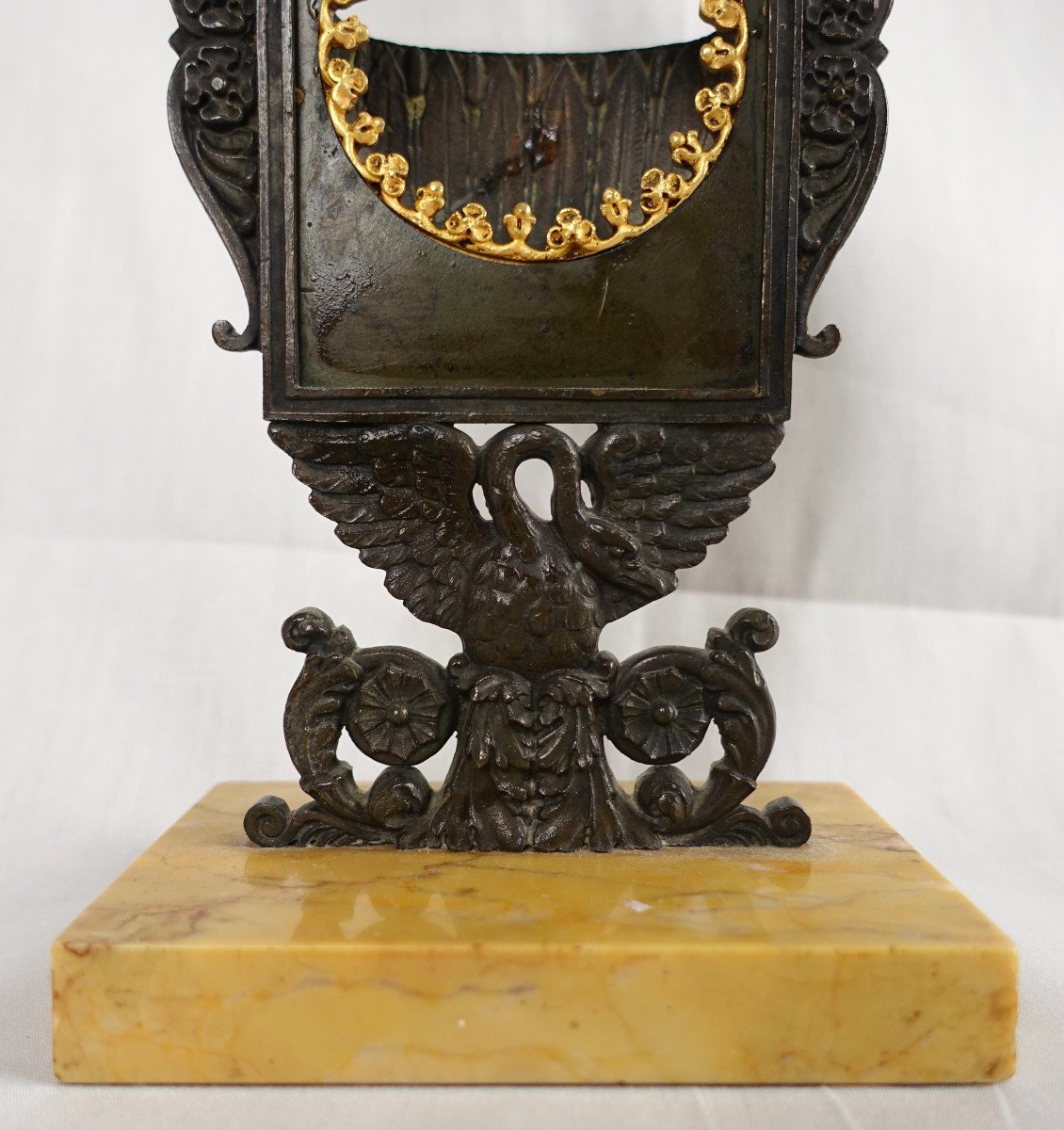 Watch Holder In Bronze And Marble - Neoclassical Work From The Empire Restoration Period - Ca 1820-photo-4