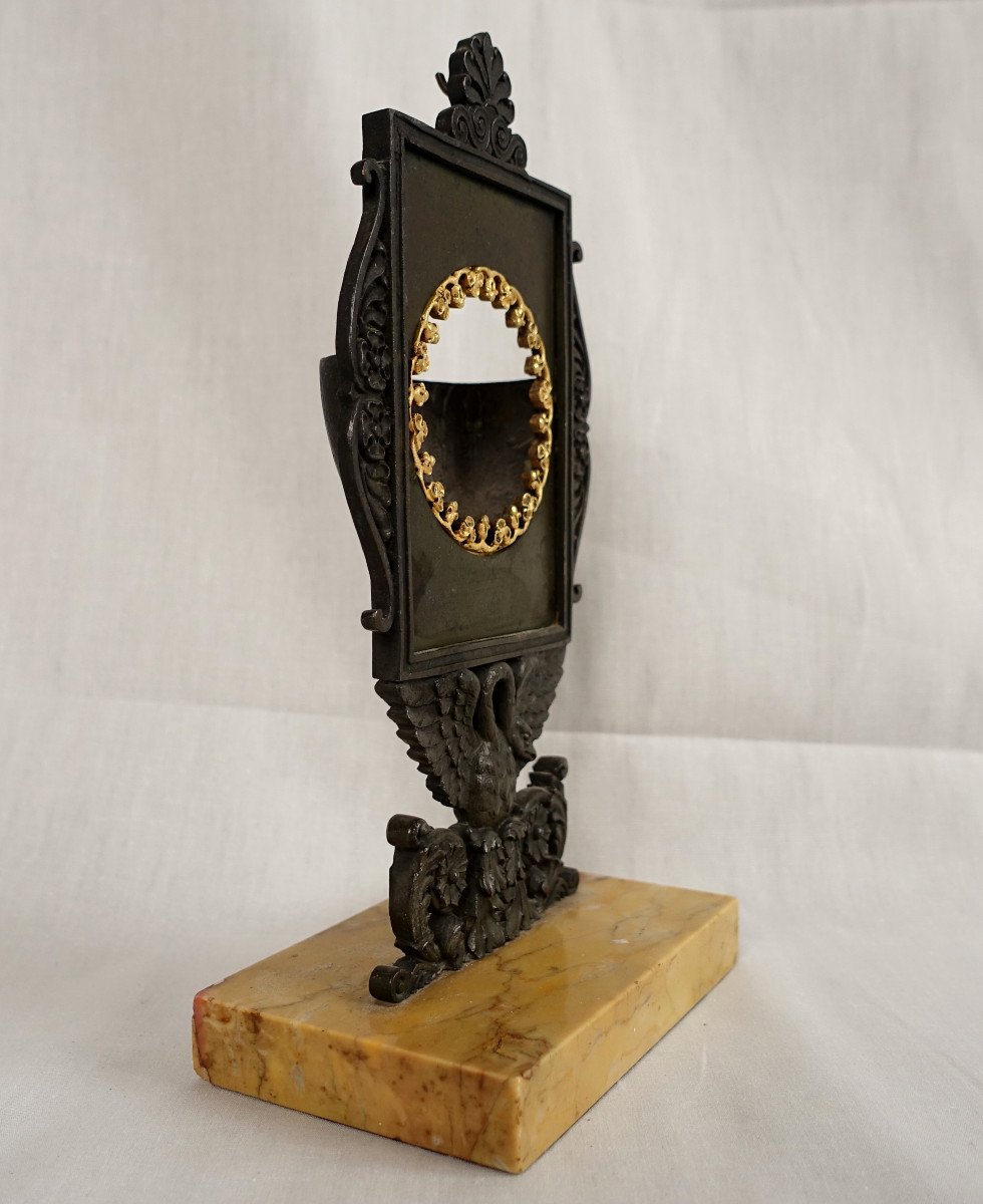 Watch Holder In Bronze And Marble - Neoclassical Work From The Empire Restoration Period - Ca 1820-photo-3