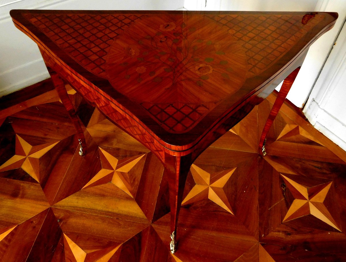 Louis XV Period Game Table In Marquetry-photo-2