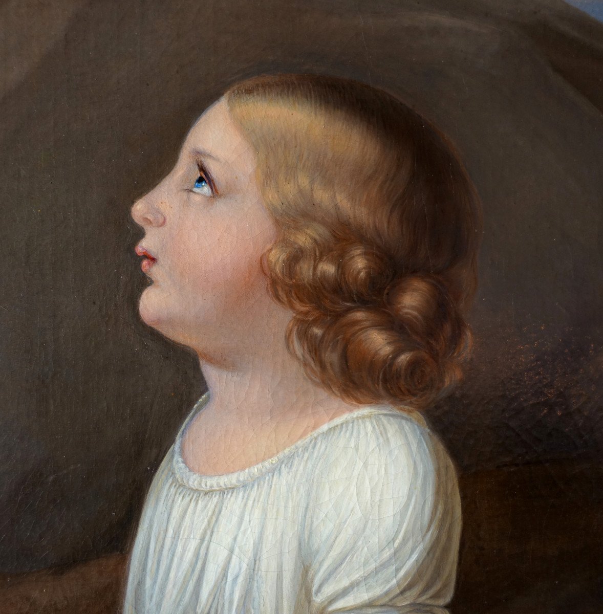 French School, Large Portrait Of A Little Girl From The Charles X Period, Allegory Of Innocence-photo-4