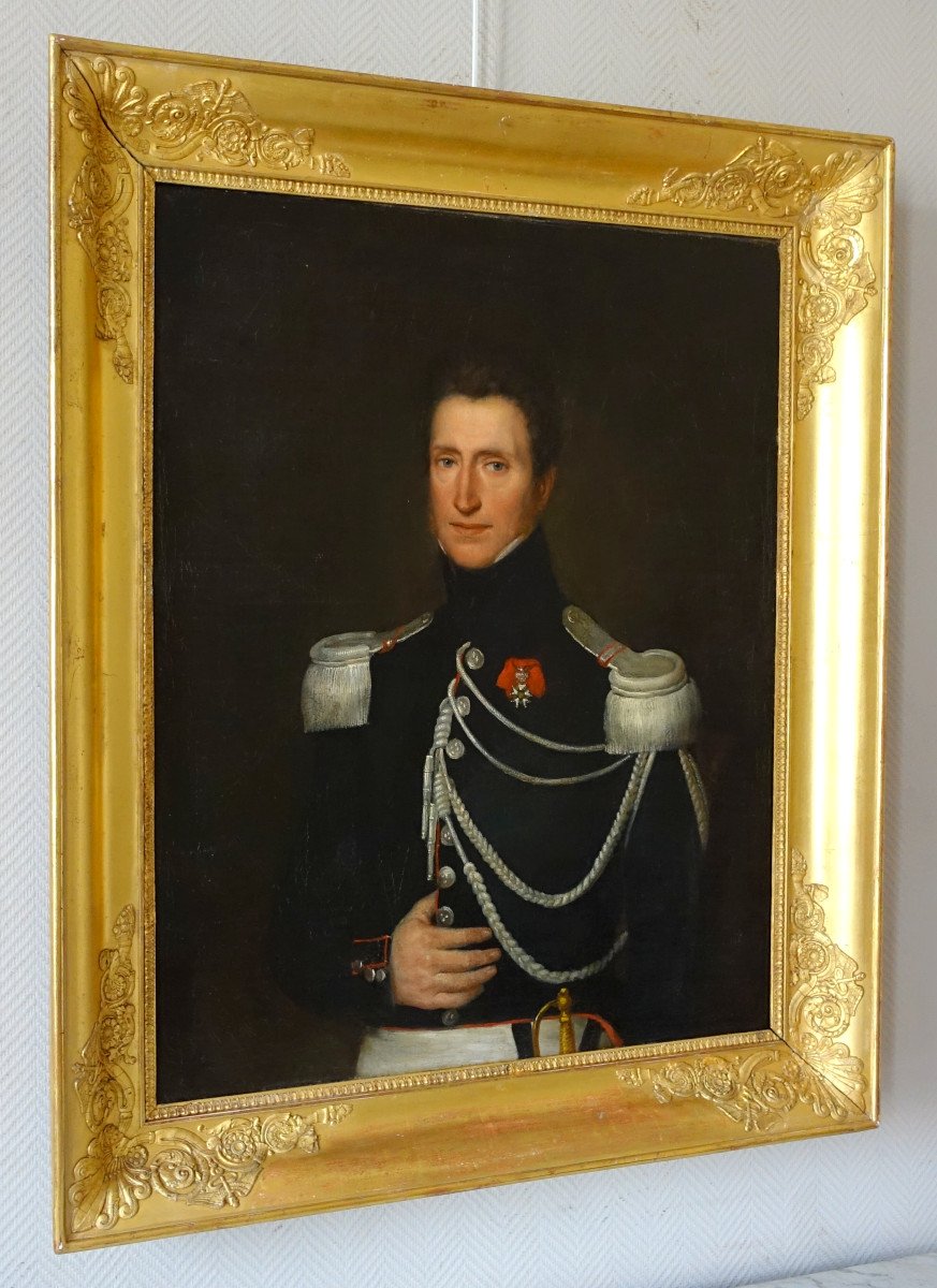 Large Portrait Of An Officer Of The Empire, Captain Of Cuirassiers Circa 1820 Hst 93x113cm-photo-3