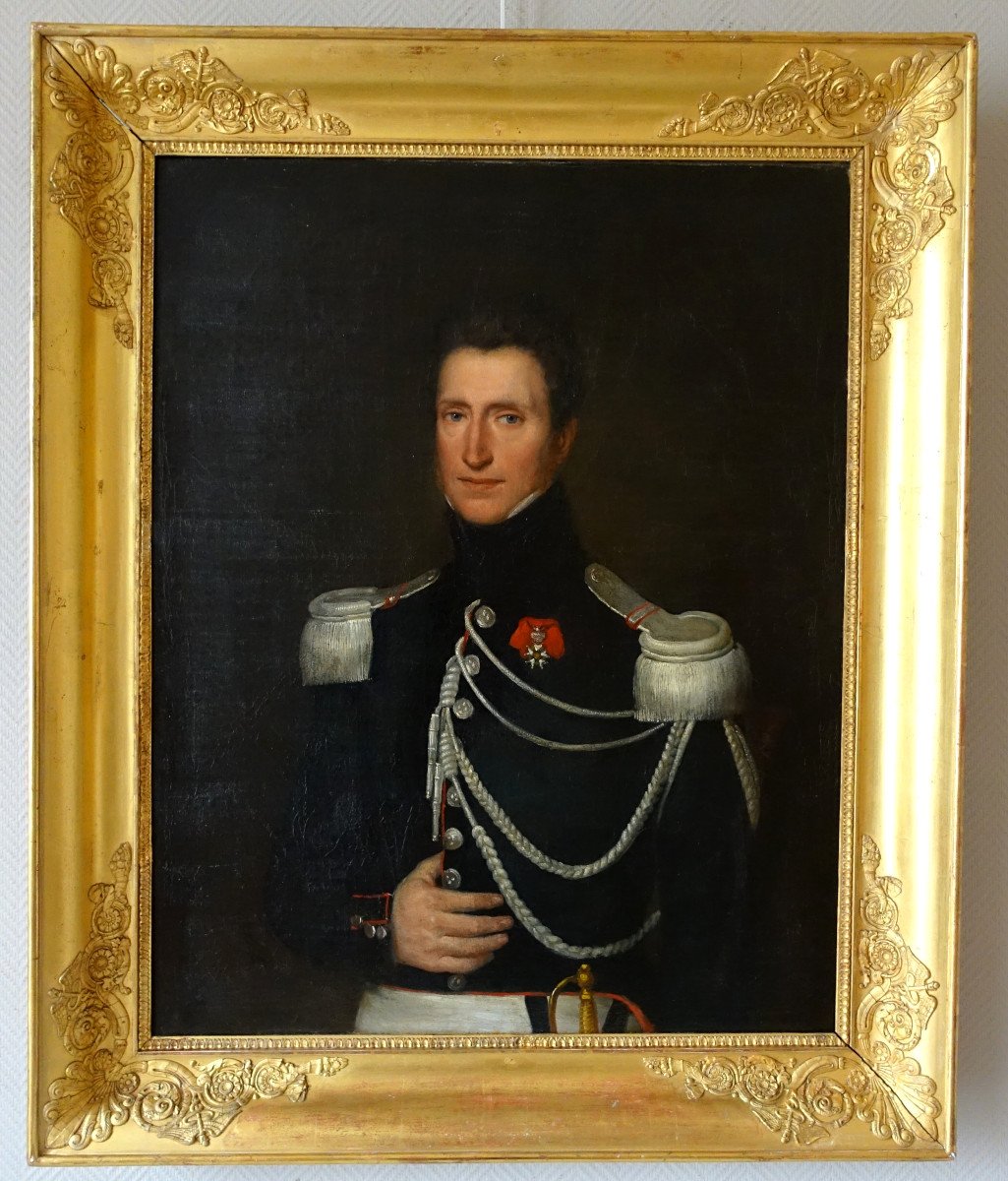 Large Portrait Of An Officer Of The Empire, Captain Of Cuirassiers Circa 1820 Hst 93x113cm
