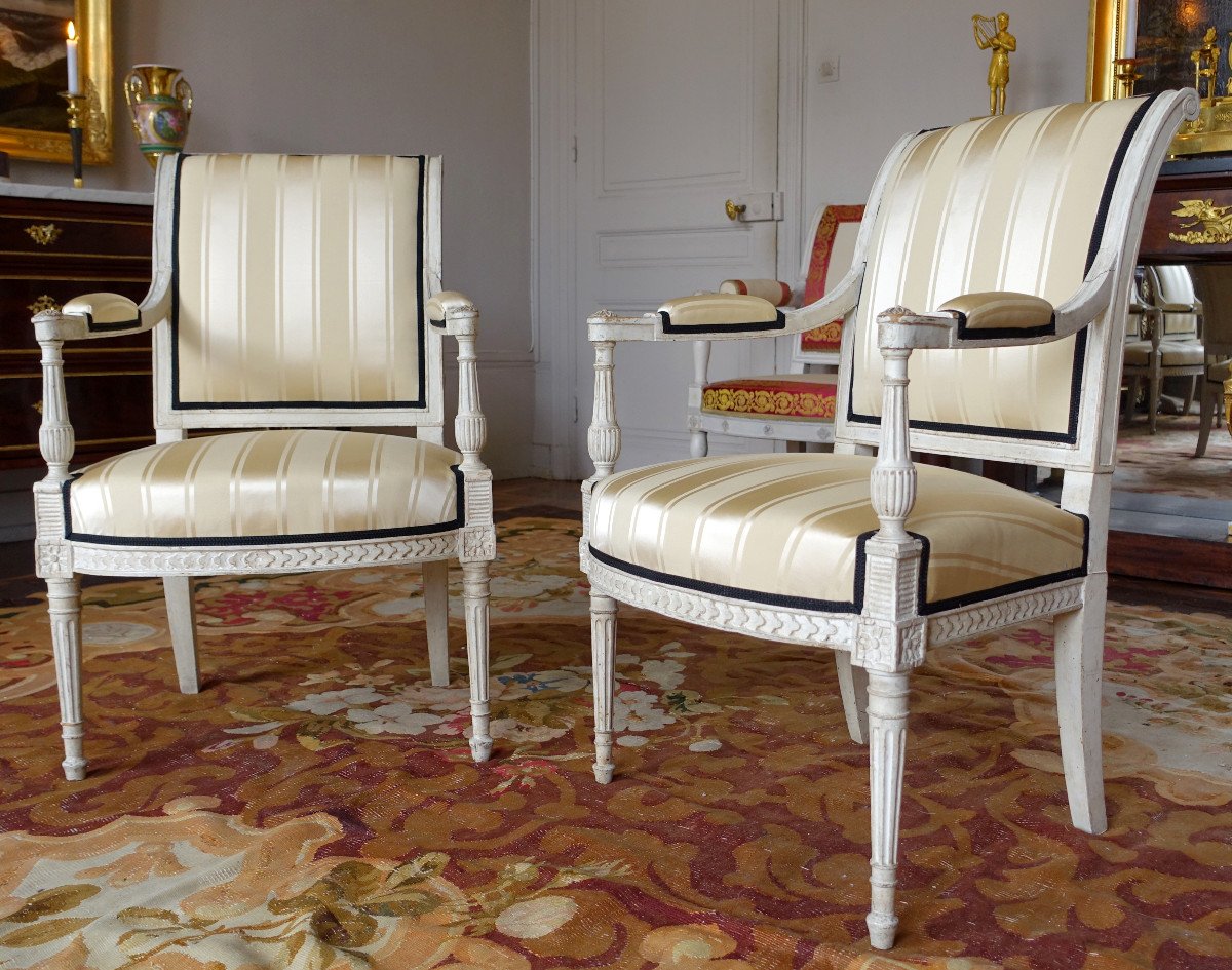 Directoire Period 5 Pieces Sitting Set  4 Armchairs And A Sofa In The Taste Of Jacob Late 18th-photo-2