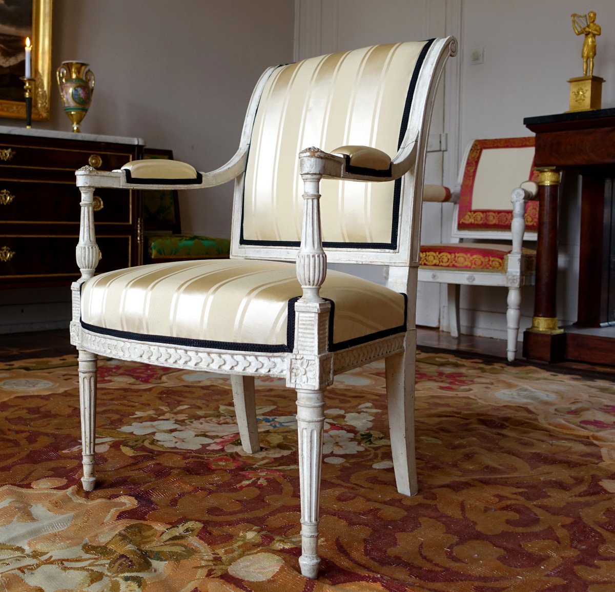 Directoire Period 5 Pieces Sitting Set  4 Armchairs And A Sofa In The Taste Of Jacob Late 18th-photo-4
