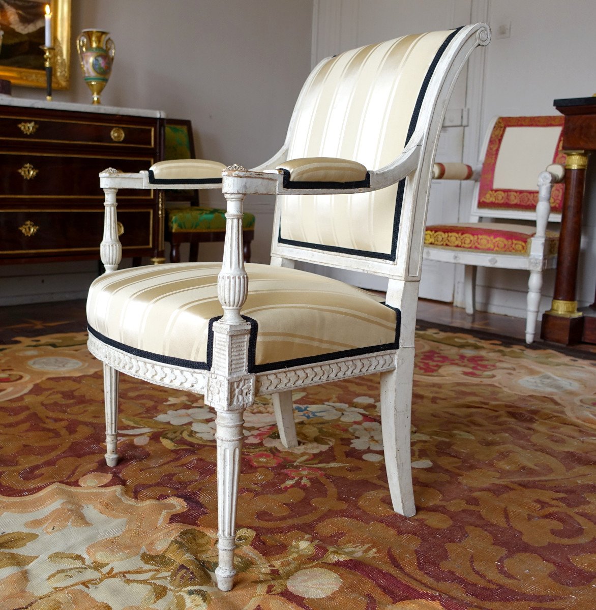 Directoire Period 5 Pieces Sitting Set  4 Armchairs And A Sofa In The Taste Of Jacob Late 18th-photo-5
