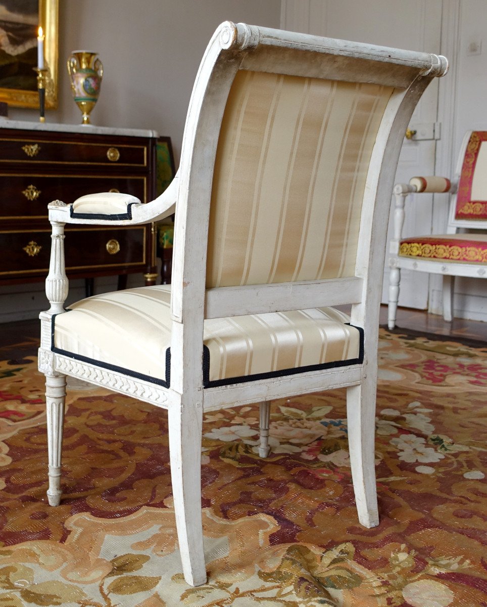 Directoire Period 5 Pieces Sitting Set  4 Armchairs And A Sofa In The Taste Of Jacob Late 18th-photo-6