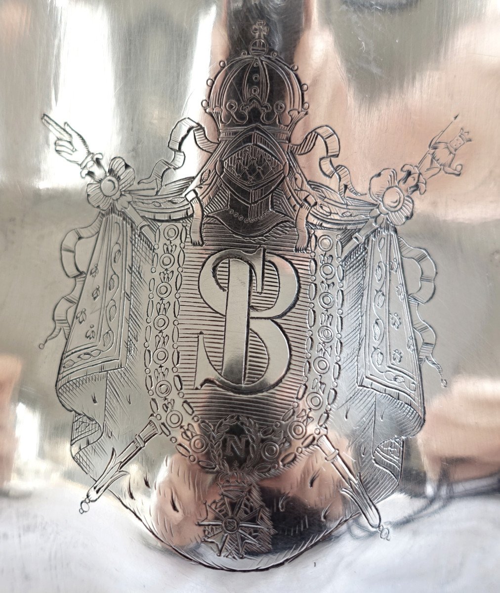 Bell Engraved With Imperial Arms By Christofle, Silver Metal - Napoleon III Period-photo-4