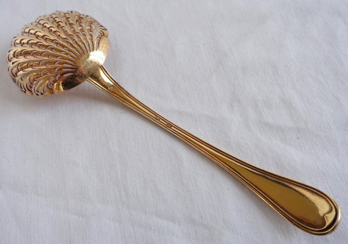 Vermeil Sugar Sifter (sterling Silver Covered With Fine Gold), France, Paris, Early 19th Centur-photo-2
