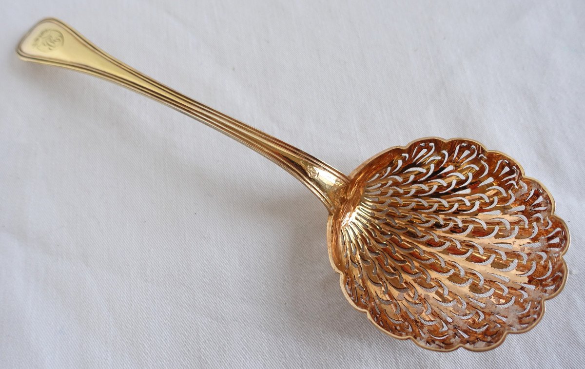 Vermeil Sugar Sifter (sterling Silver Covered With Fine Gold), France, Paris, Early 19th Centur-photo-1
