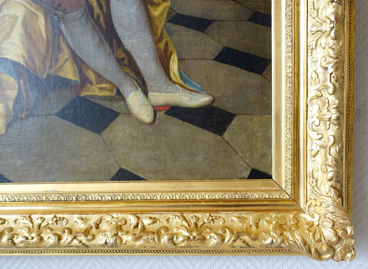 Portrait d'Apparat, Gentilhomme à Talons Rouge Dans Son Cabinet - époque Louis XV - 75,5x90cm -photo-7