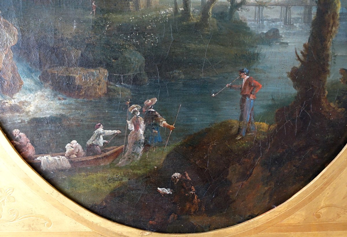  Early 19th Century French School, Chateau Du Dauphiné, Oil On Canvas-photo-2