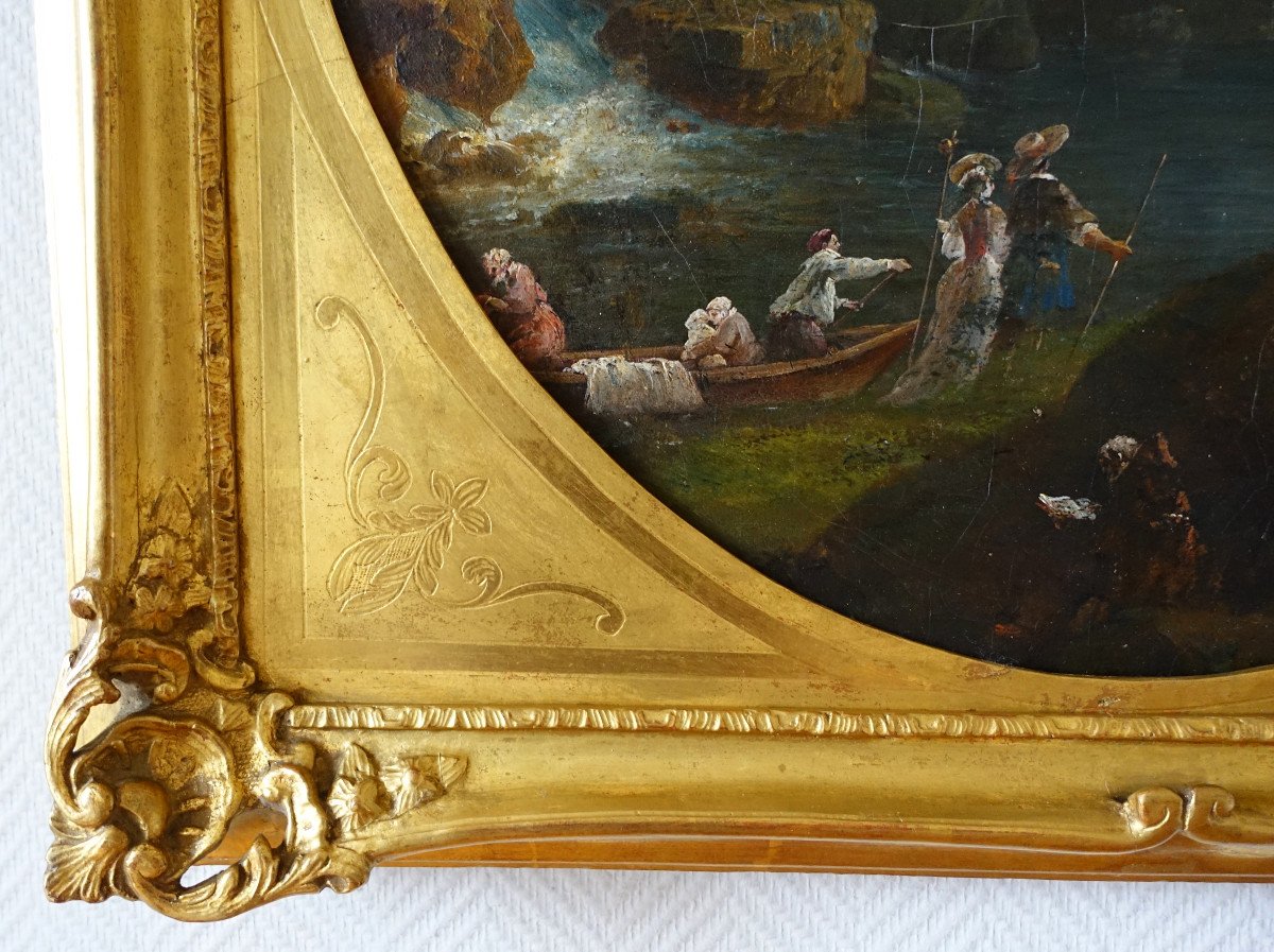  Early 19th Century French School, Chateau Du Dauphiné, Oil On Canvas-photo-5