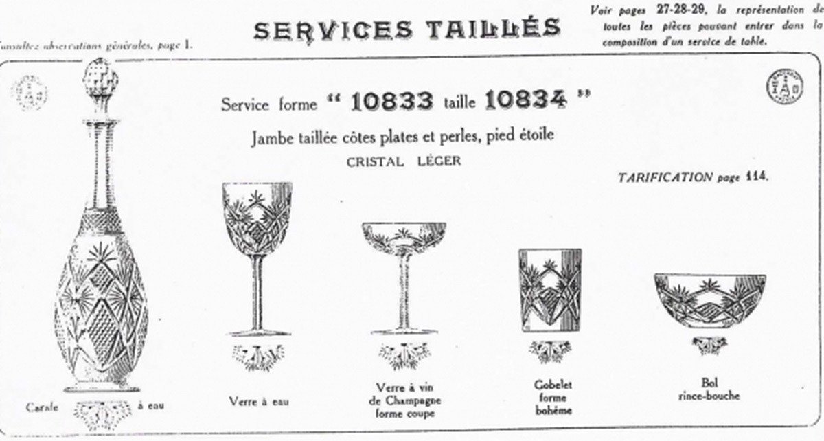 Baccarat: 6 Finely Cut Crystal Beer Glasses, Decor 10834 From The 1916 Catalog - 20.7cm-photo-3
