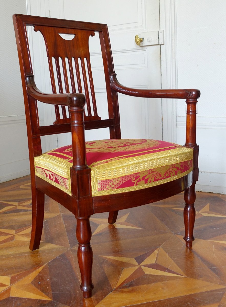 Palais De Saint Cloud - Empire Armchair Stamped By Jean Pierre Louis And Inventory Numbers-photo-2