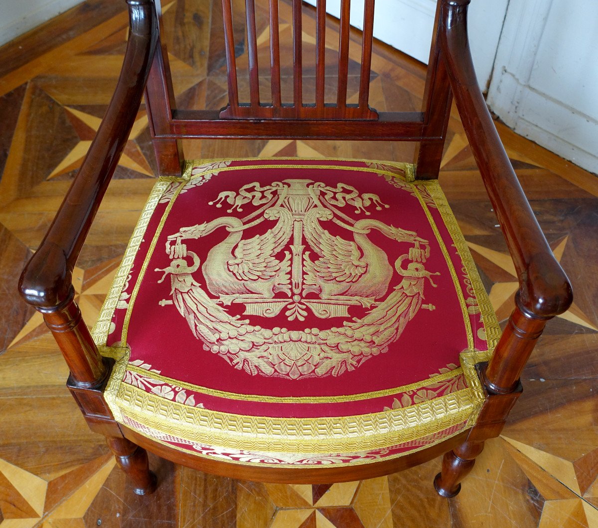 Palais De Saint Cloud - Empire Armchair Stamped By Jean Pierre Louis And Inventory Numbers-photo-1