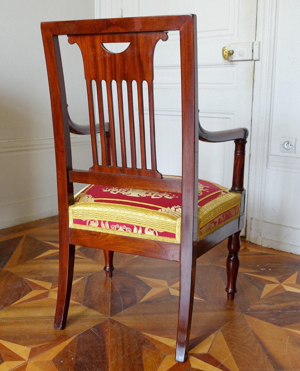 Palais De Saint Cloud - Empire Armchair Stamped By Jean Pierre Louis And Inventory Numbers-photo-3