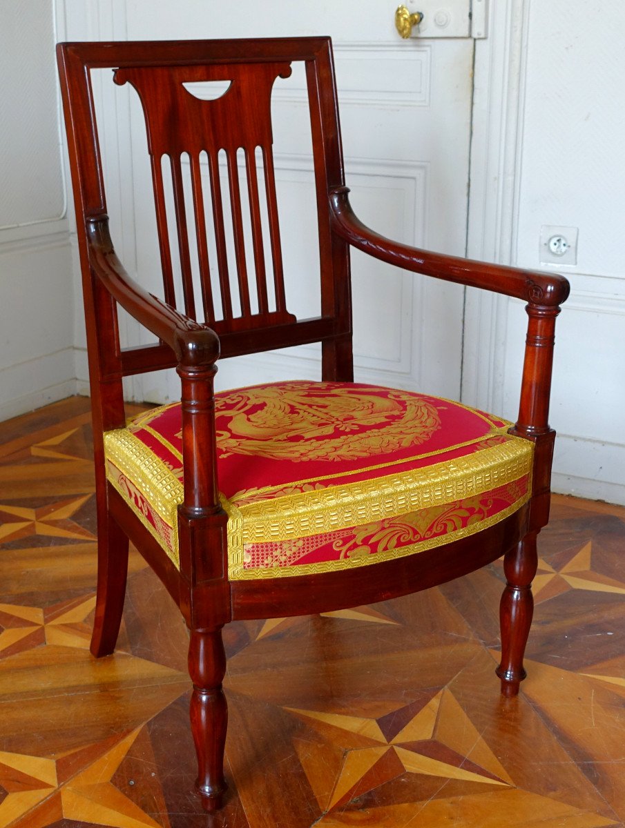 Palais De Saint Cloud - Empire Armchair Stamped By Jean Pierre Louis And Inventory Numbers