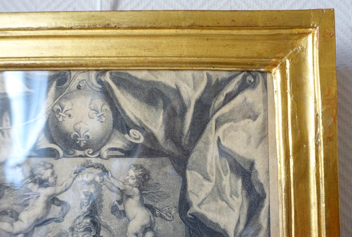 Royalist Engraving From The Louis XIII Period - Allegory Of The Kingdom Of France From The 17th Century-photo-4