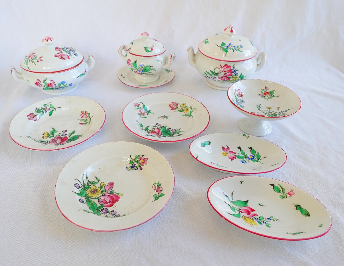 Lunéville - Earthenware Dinette Service Street Lamp Model - 9 Pieces Of Platter