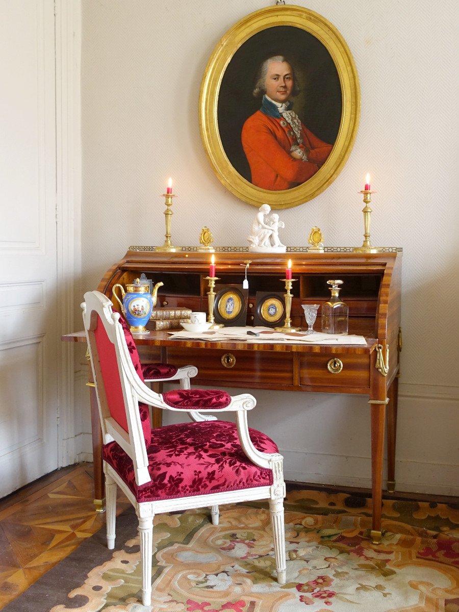 18th Century French School, Portrait Of An Aristocrat From The Louis XVI Directory Period-photo-6