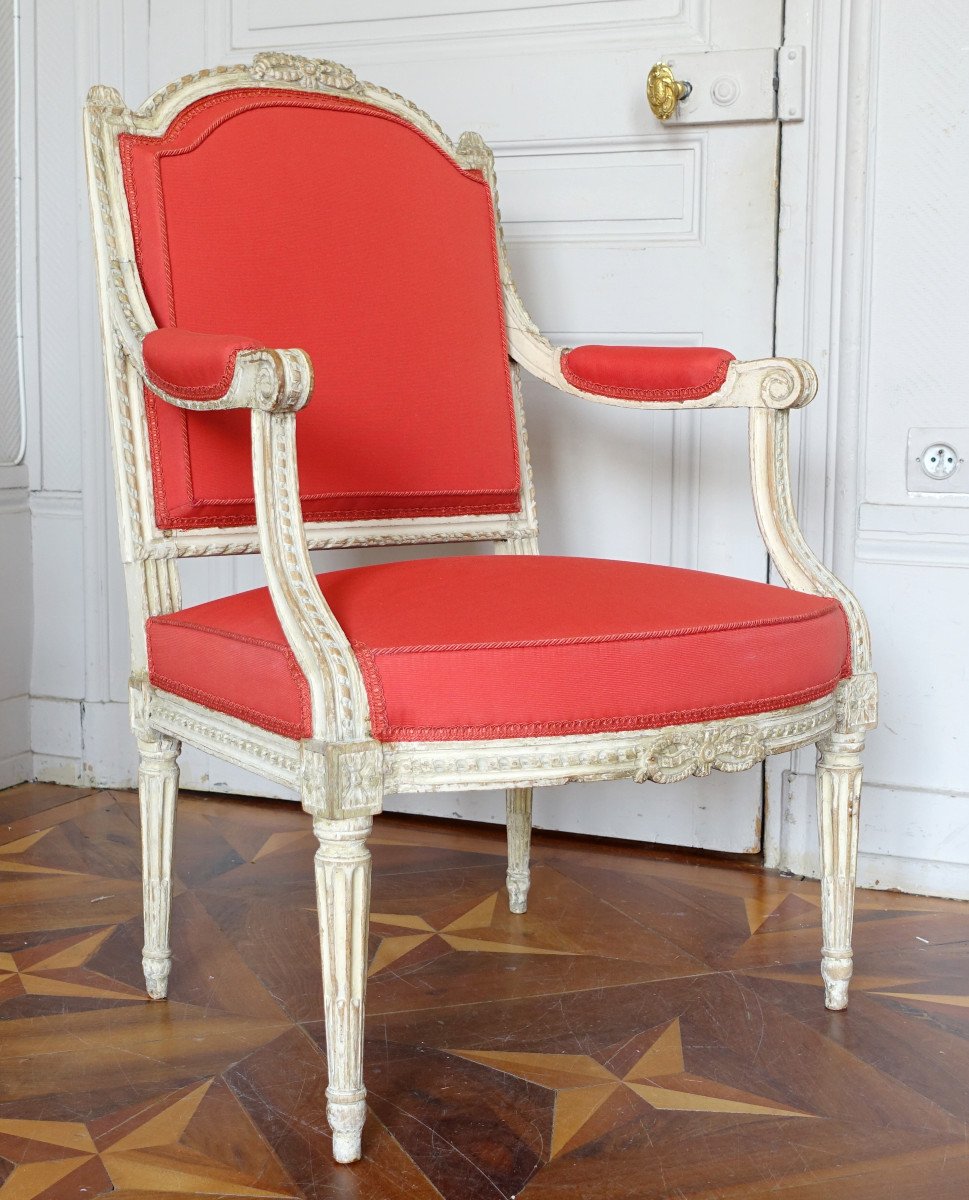 Adrien-pierre Dupain - Paire De Fauteuils à La Reine d'époque Louis XVI-photo-2