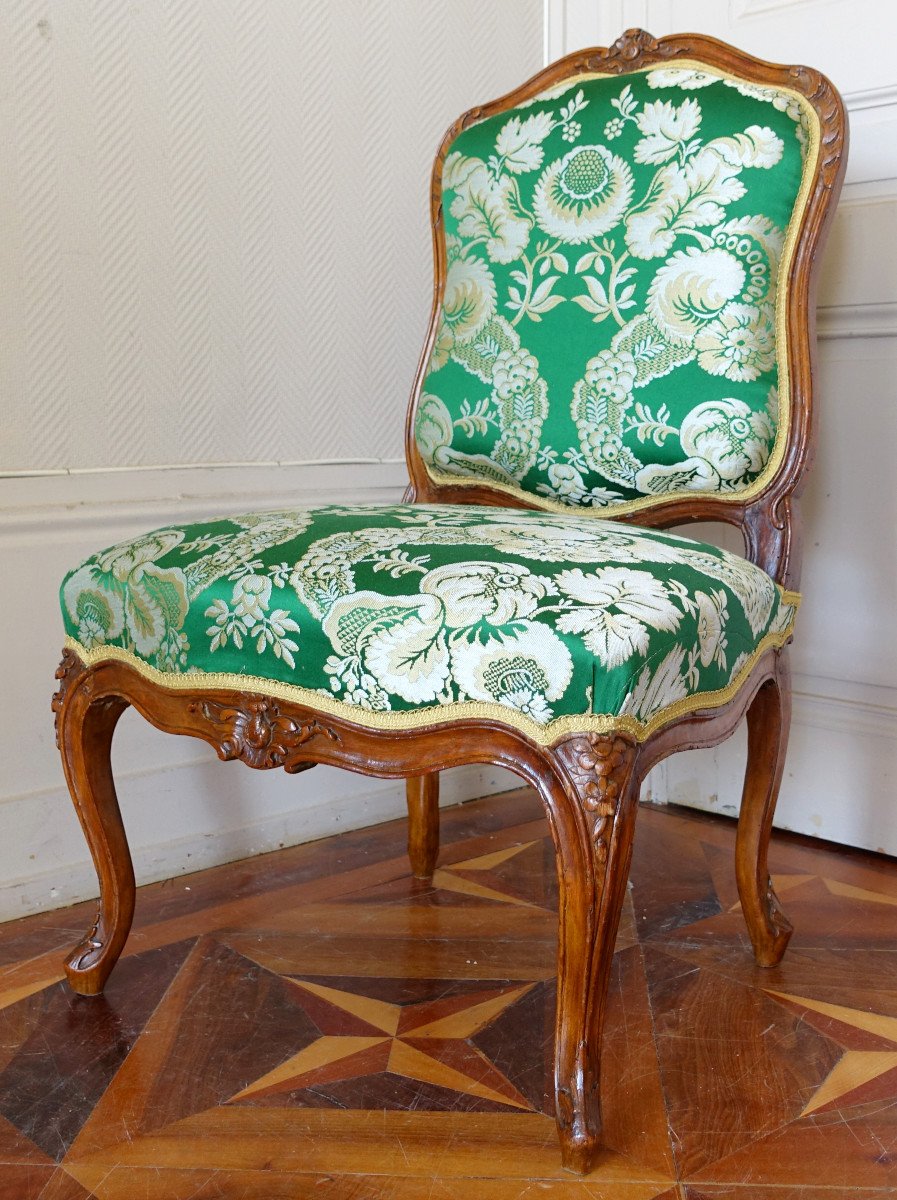 Etienne Meunier - Chaise De Salon d'époque Louis XV Richement Sculptée-photo-2