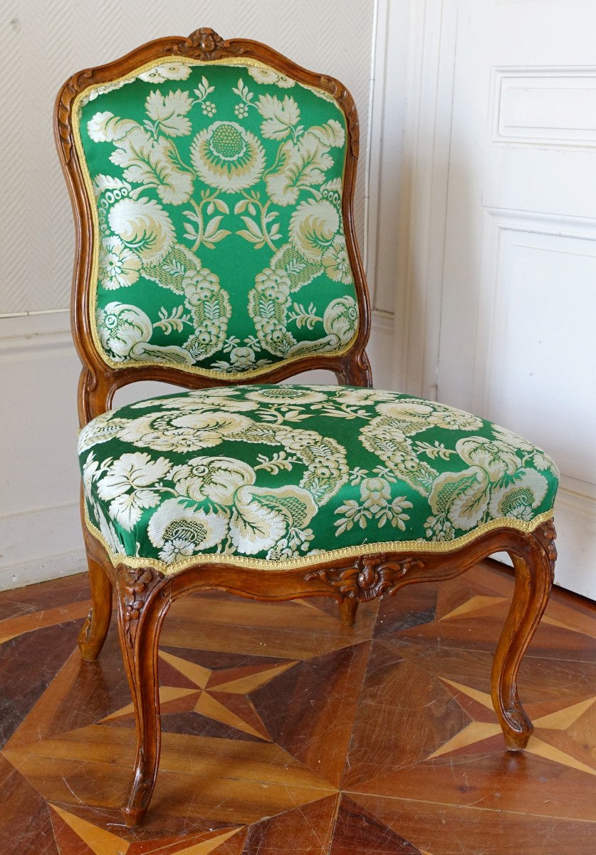 Etienne Meunier - Chaise De Salon d'époque Louis XV Richement Sculptée-photo-3