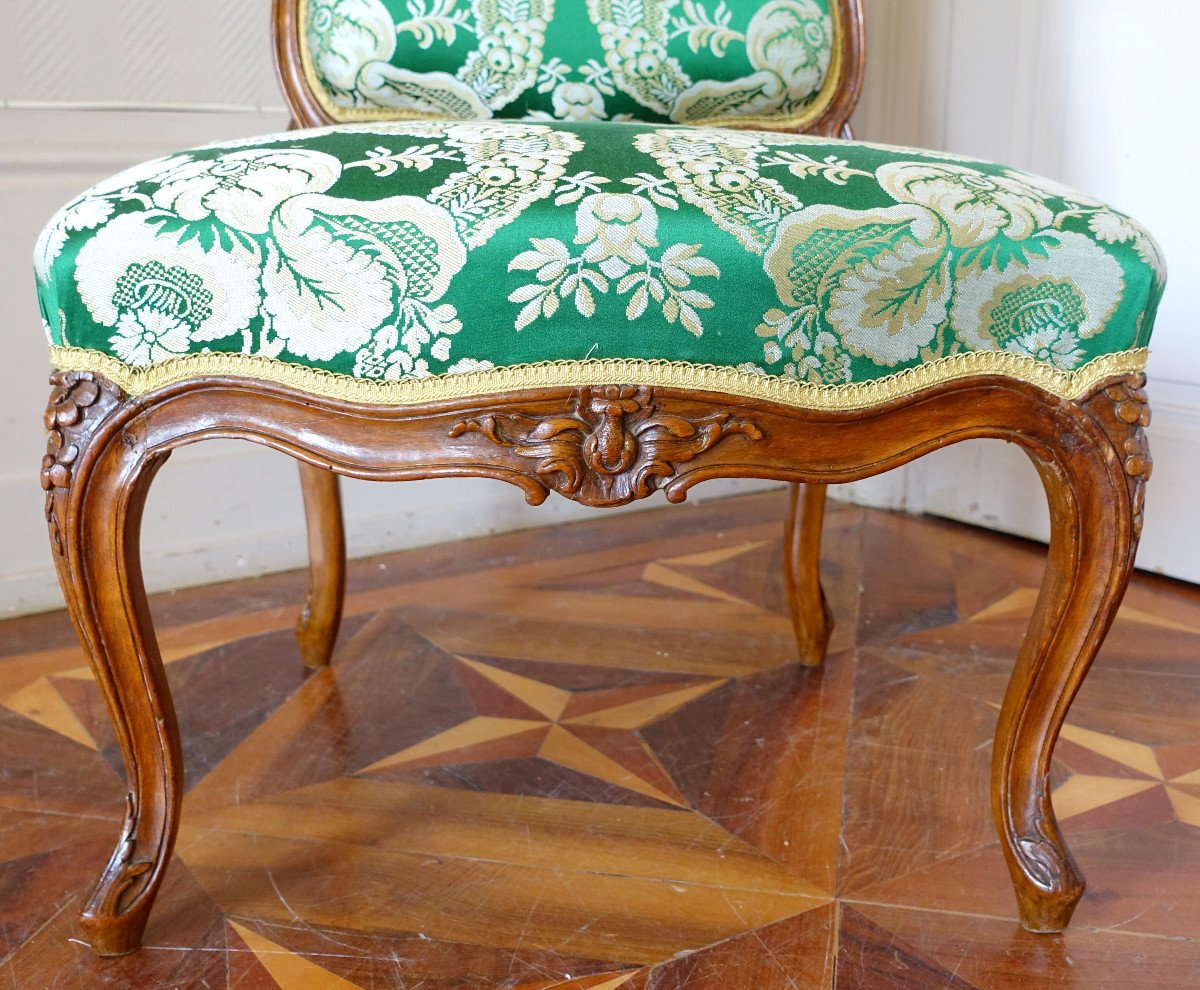 Etienne Meunier - Chaise De Salon d'époque Louis XV Richement Sculptée-photo-6