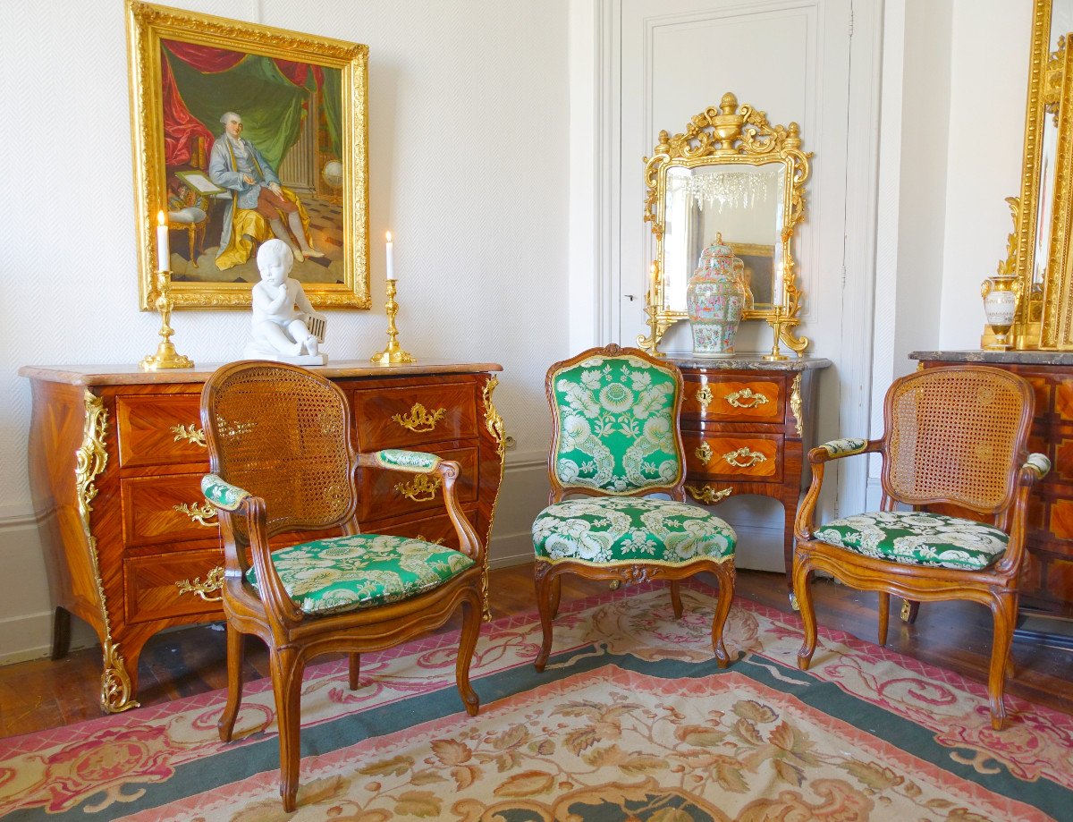 Etienne Meunier - Chaise De Salon d'époque Louis XV Richement Sculptée-photo-8