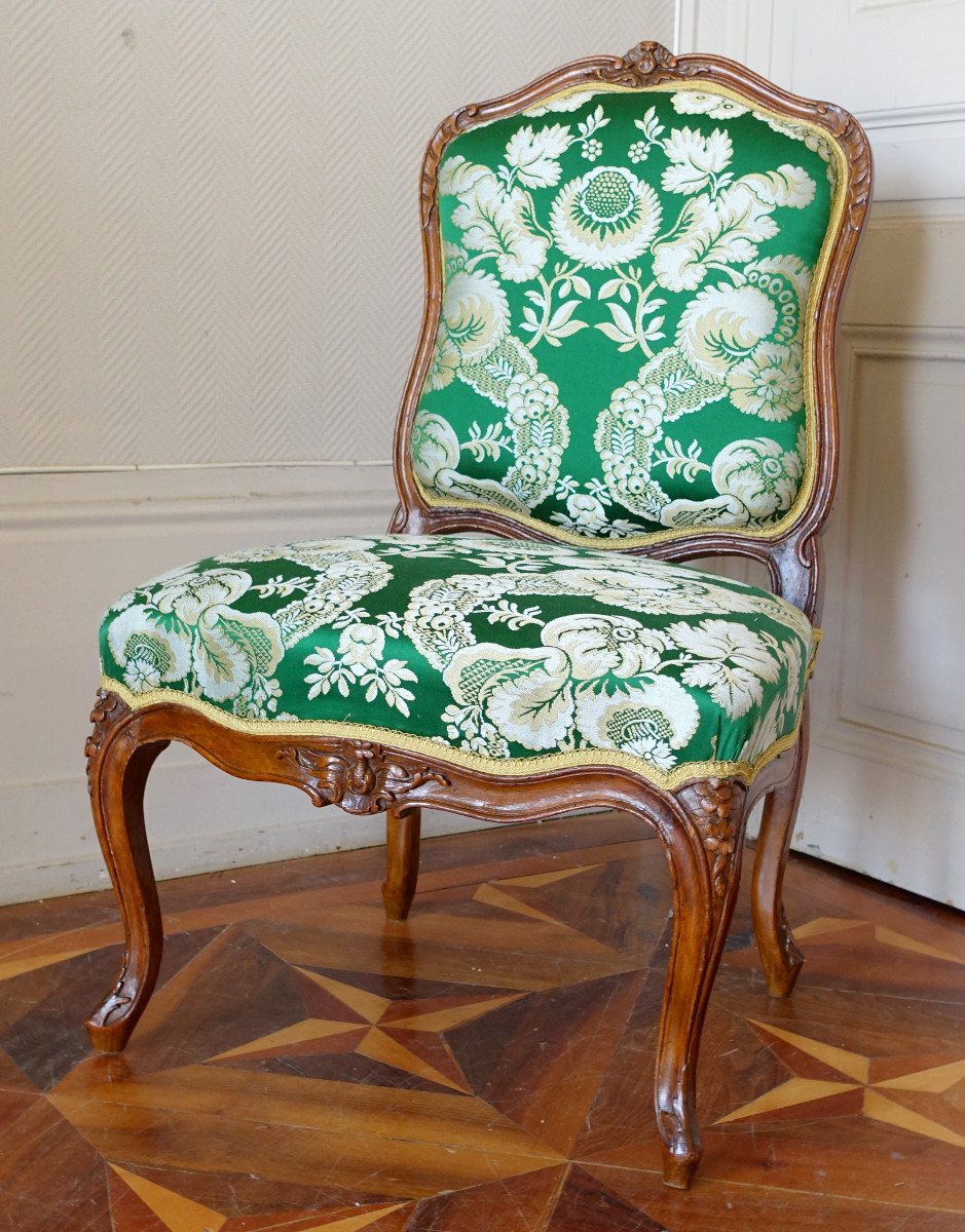 Etienne Meunier - Chaise De Salon d'époque Louis XV Richement Sculptée