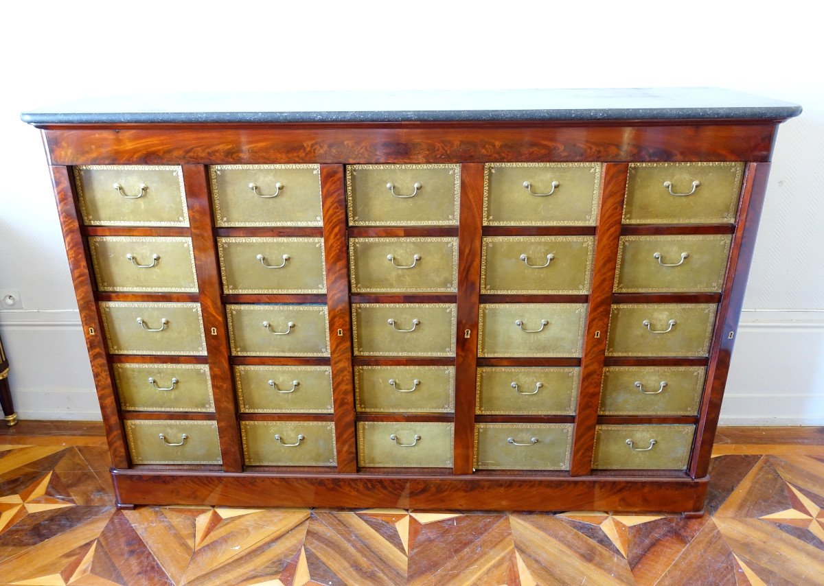 Important Mahogany Cartonnier From The Restoration Period 192cm In Length By 126cm In Height-photo-3