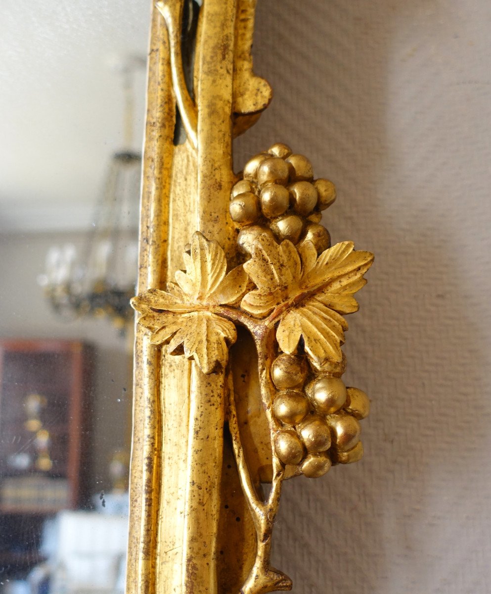 Grand Miroir Provencal d'époque Louis XV En Bois Doré Richement Sculpté, Glace Au Mercure-photo-3