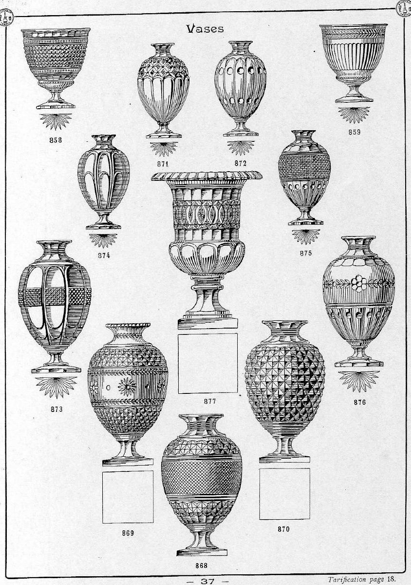 Grand Vase En Cristal De Baccarat De Style Charles X Finement Taillé, Cachet Du Musée-photo-6