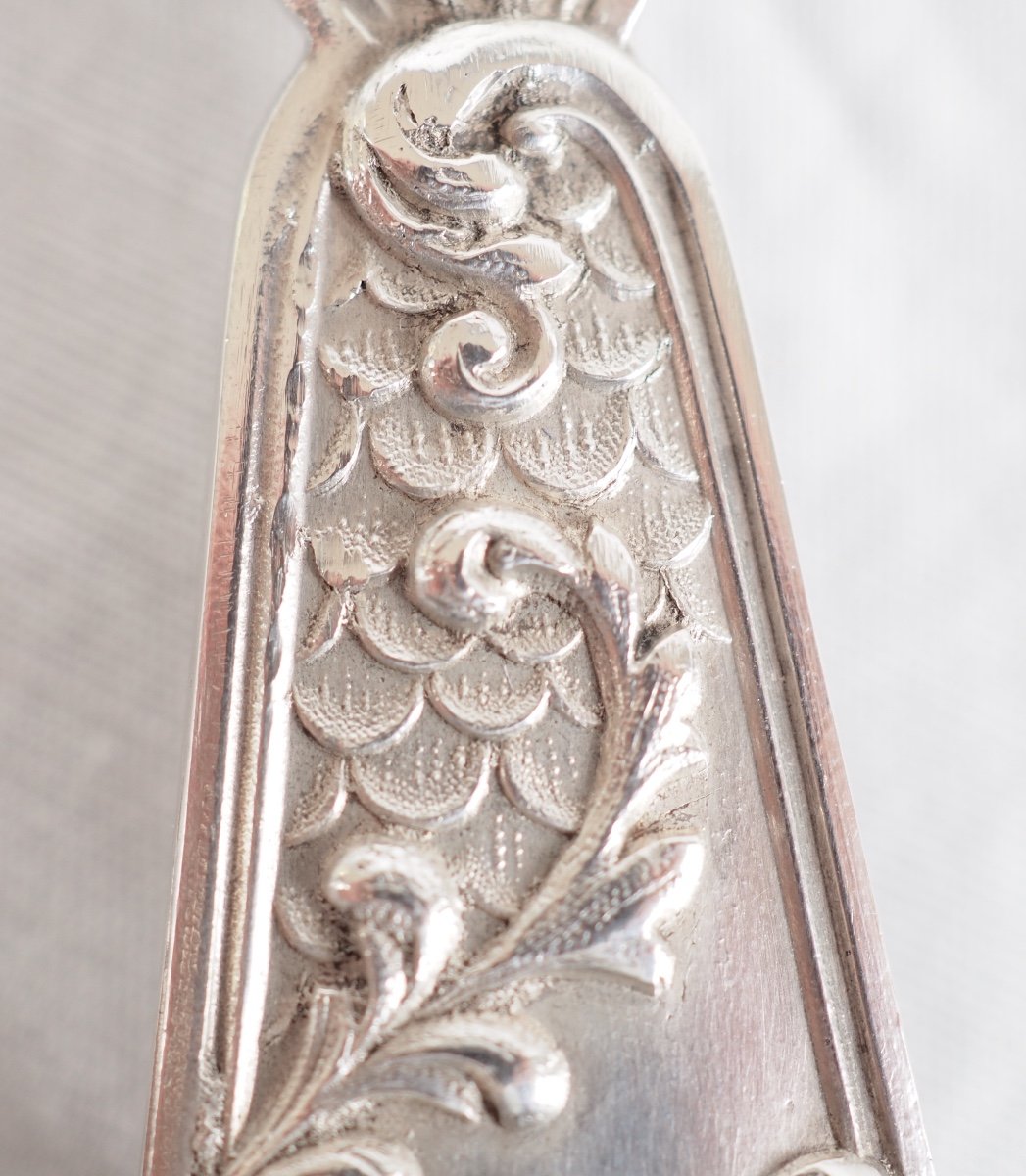 Cuillère / Pelle à Fraises En Argent Massif & Vermeil, Style Louis XV - Lapeyre Poinçon Minerve-photo-4