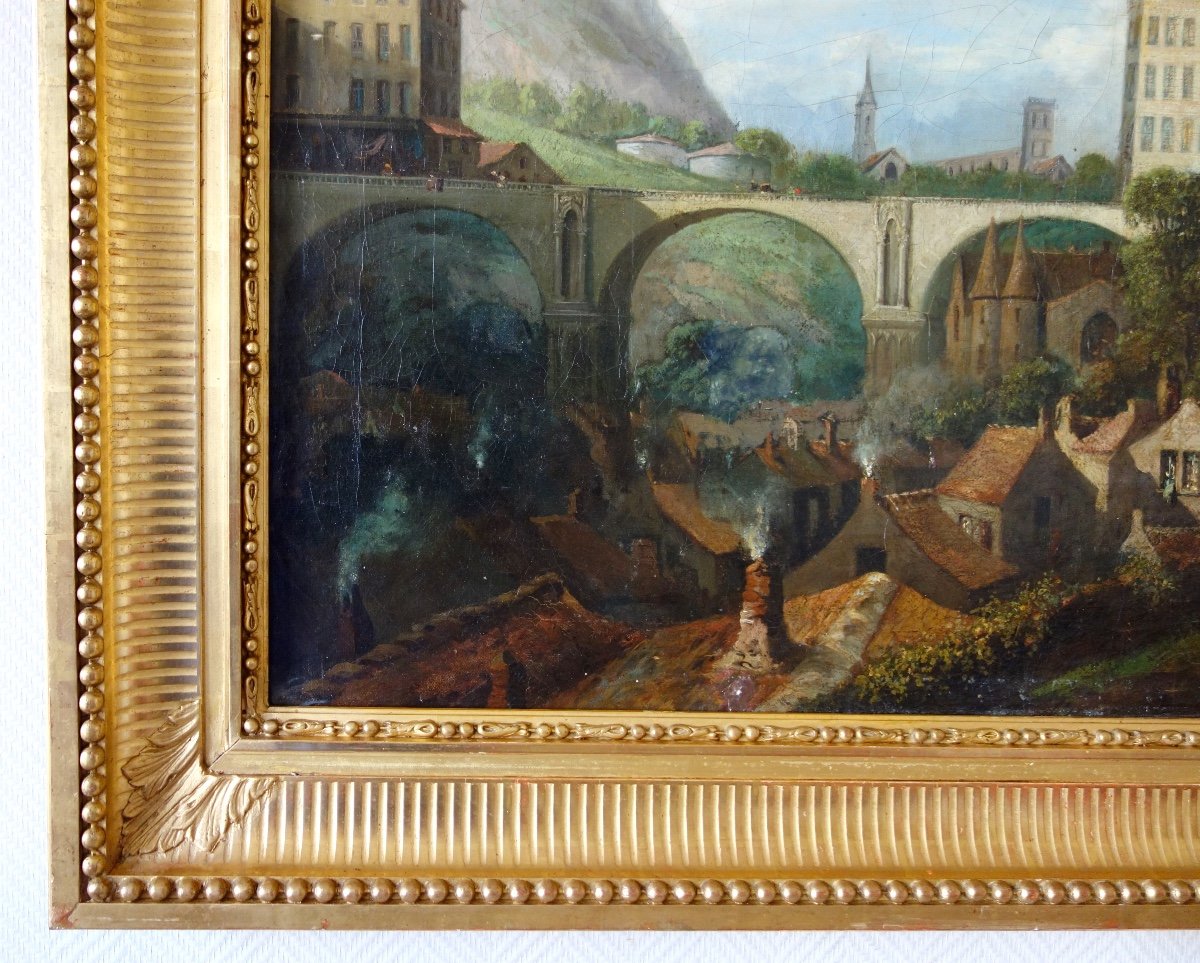 Importante Huile Sur Toile Vue De Ville Par J. Paul Martin - Datée De 1857 - 91cm X 124cm-photo-5