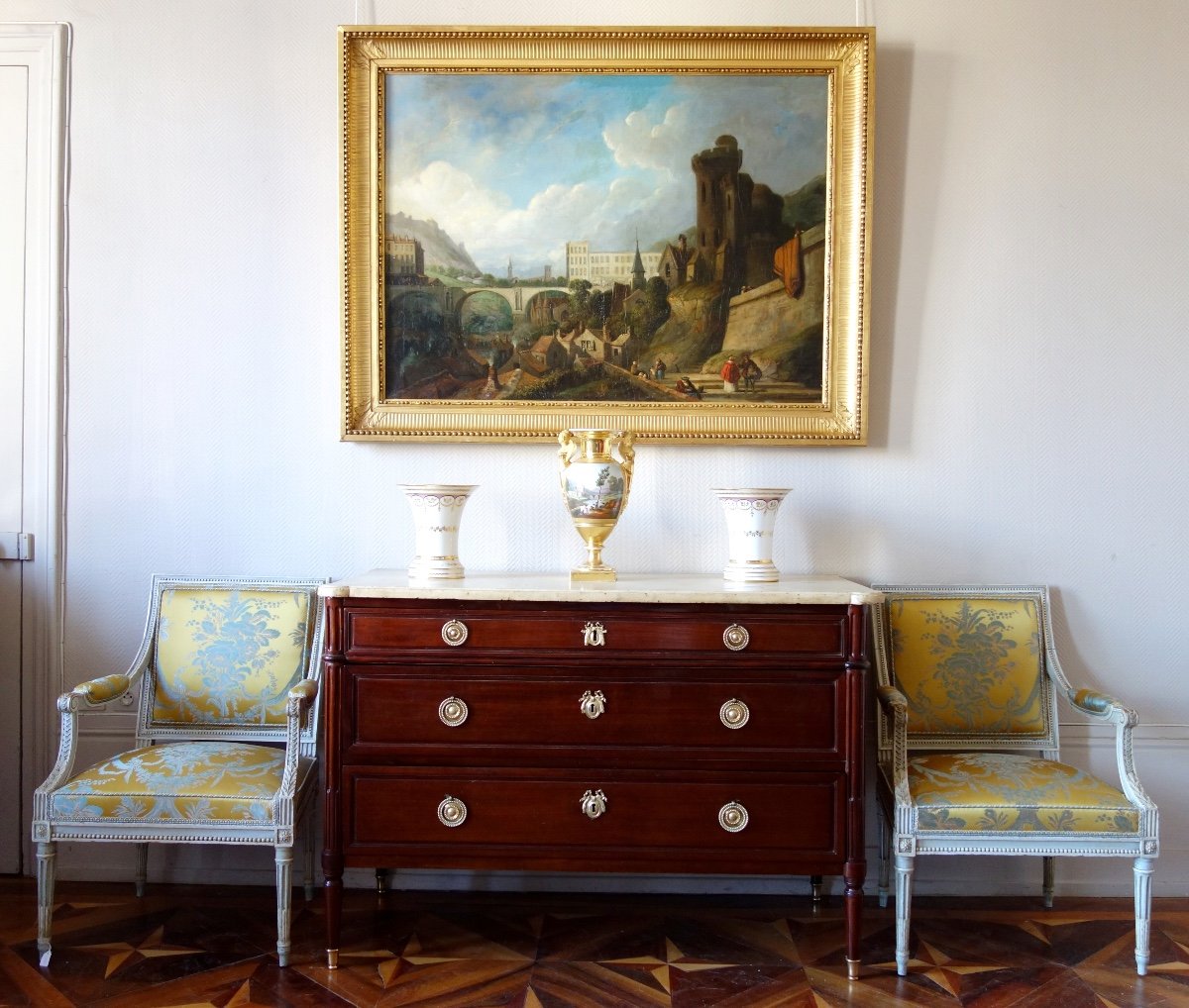 Importante Huile Sur Toile Vue De Ville Par J. Paul Martin - Datée De 1857 - 91cm X 124cm-photo-8