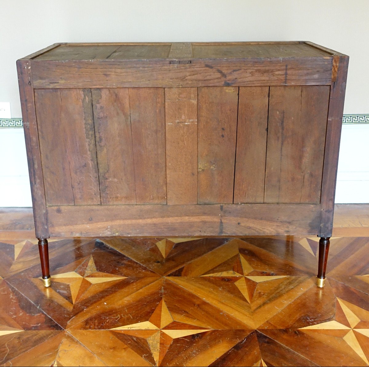 Louis XVI Directoire Commode In Mahogany, Turquin Marble - XVIII Period 113cm X 89.5cm -photo-5